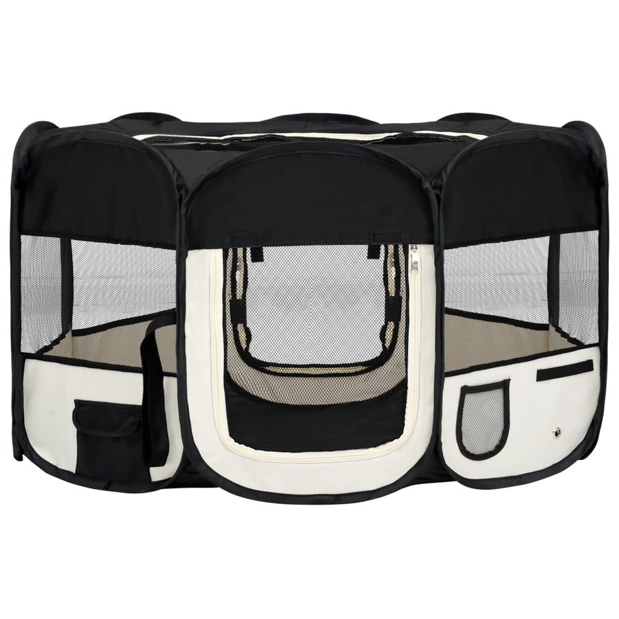 Hondenren inklapbaar met draagtas 145x145x61 cm zwart 145 x 145 x 61 cm Zwart