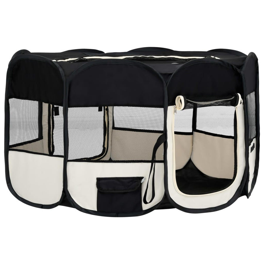 Hondenren inklapbaar met draagtas 145x145x61 cm zwart 145 x 145 x 61 cm Zwart