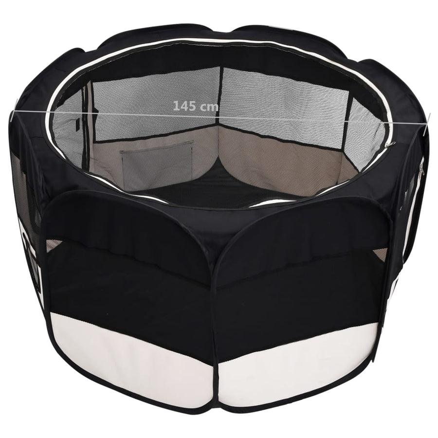 Hondenren inklapbaar met draagtas 145x145x61 cm zwart 145 x 145 x 61 cm Zwart
