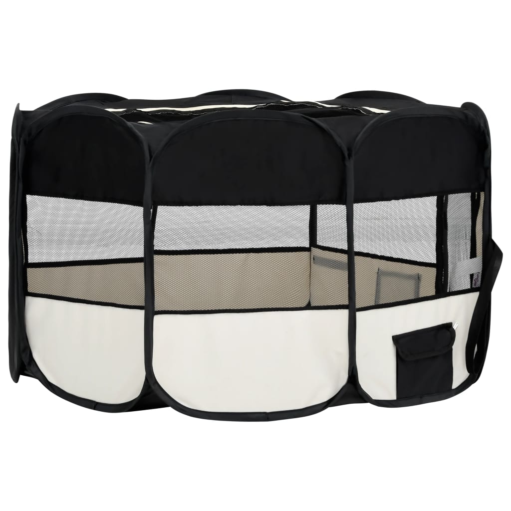 Hondenren inklapbaar met draagtas 145x145x61 cm zwart 145 x 145 x 61 cm Zwart