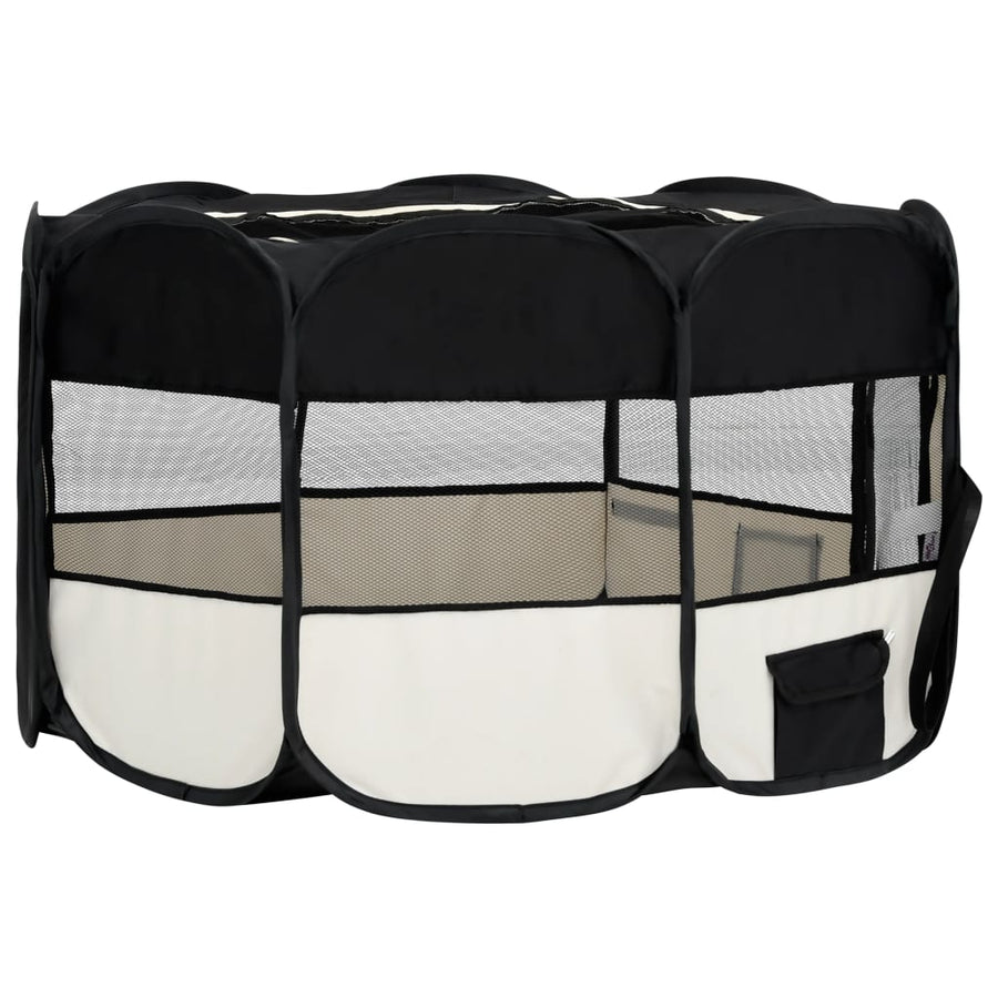Hondenren inklapbaar met draagtas 145x145x61 cm zwart 145 x 145 x 61 cm Zwart