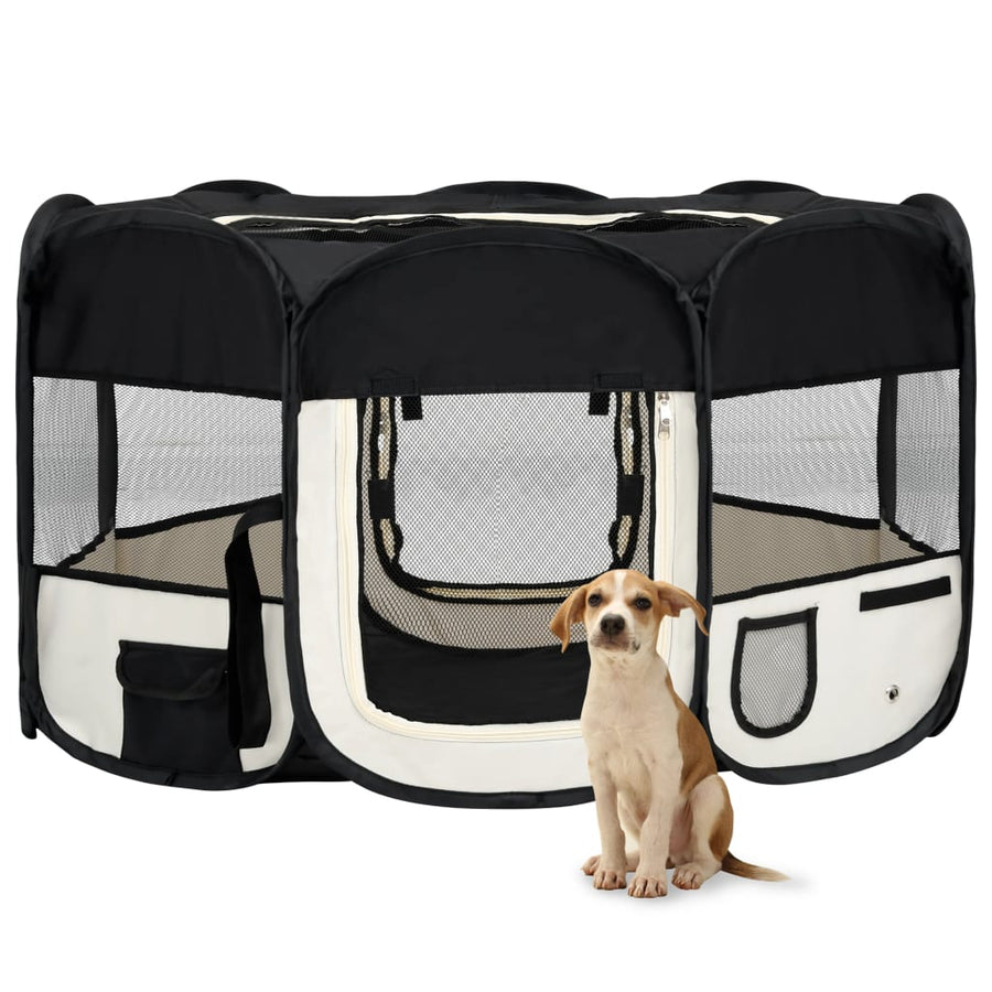 Hondenren inklapbaar met draagtas 145x145x61 cm zwart 145 x 145 x 61 cm Zwart