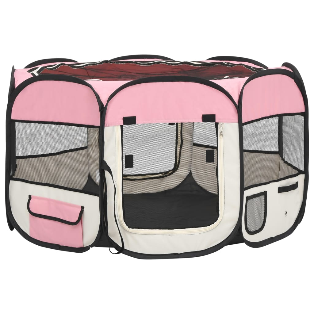Hondenren inklapbaar met draagtas 110x110x58 cm roze 110 x 110 x 58 cm Roze