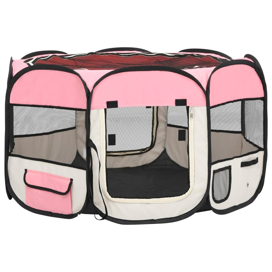 Hondenren inklapbaar met draagtas 110x110x58 cm roze 110 x 110 x 58 cm Roze