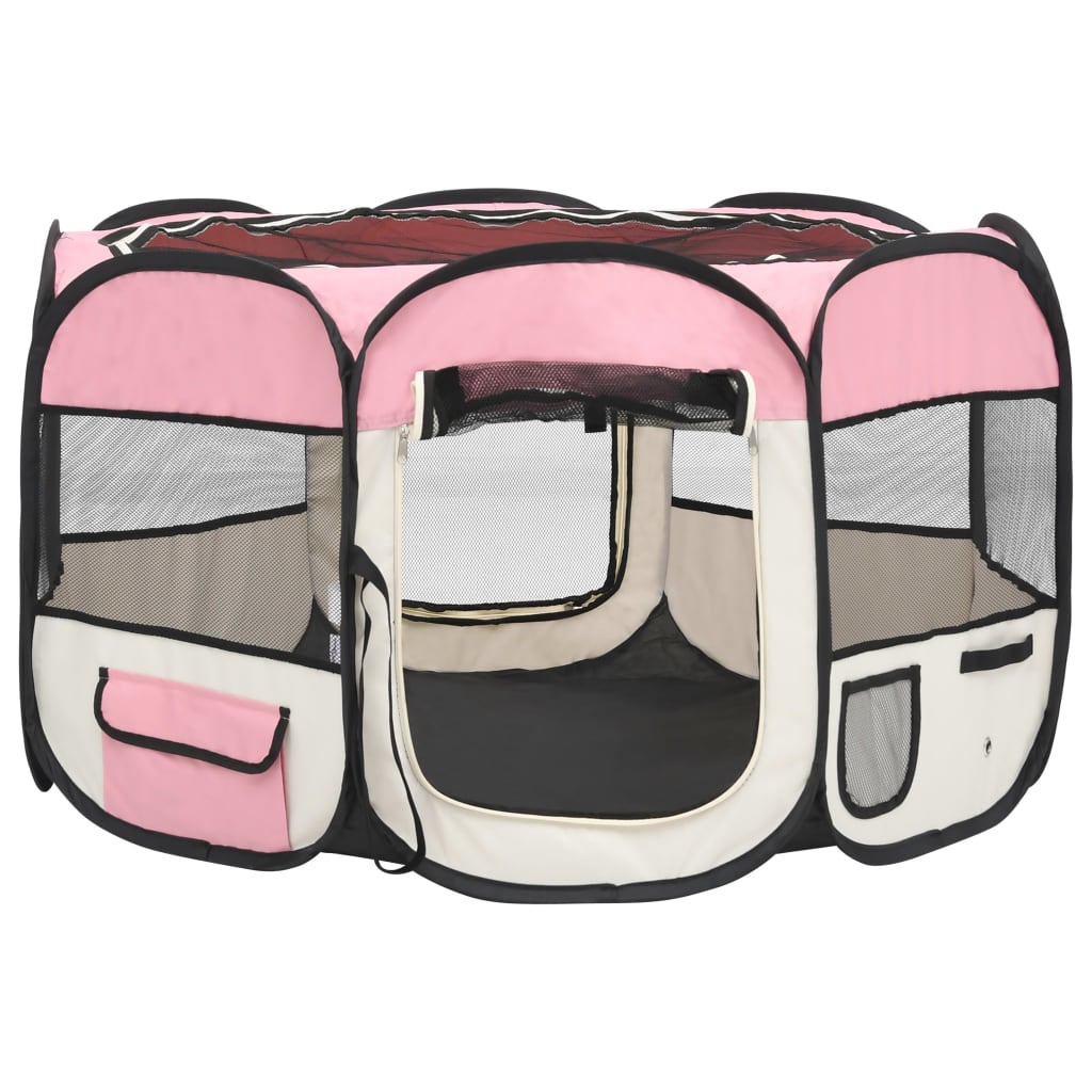 Hondenren inklapbaar met draagtas 110x110x58 cm roze 110 x 110 x 58 cm Roze