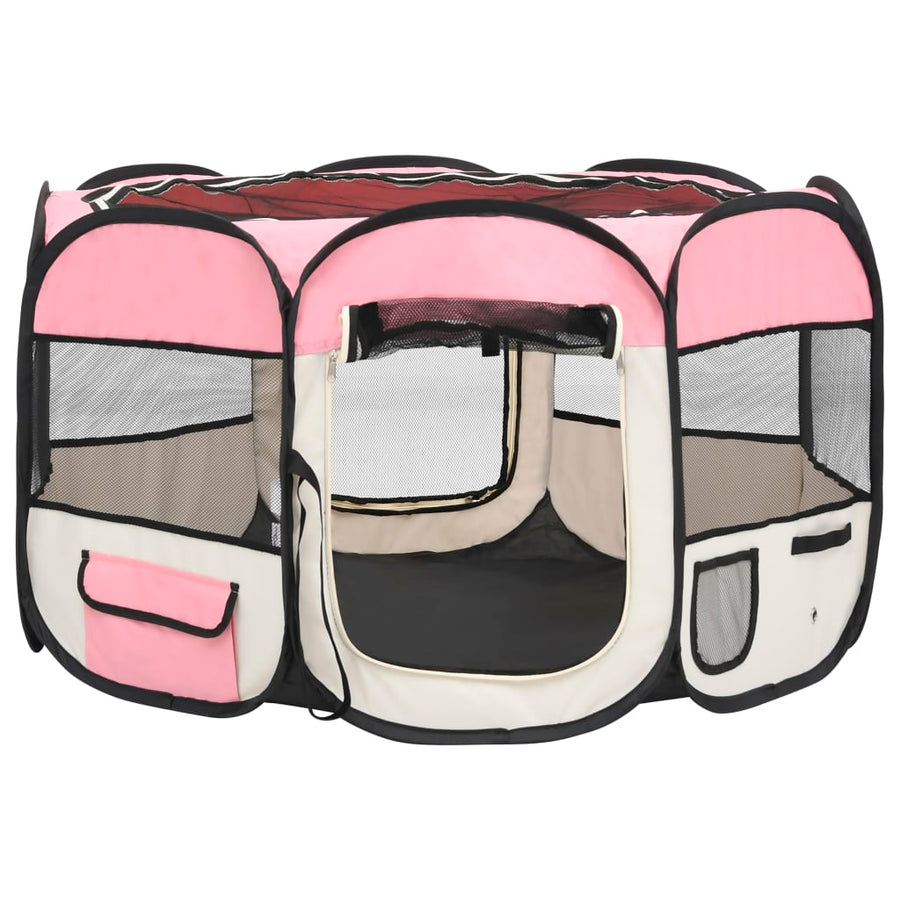 Hondenren inklapbaar met draagtas 110x110x58 cm roze 110 x 110 x 58 cm Roze