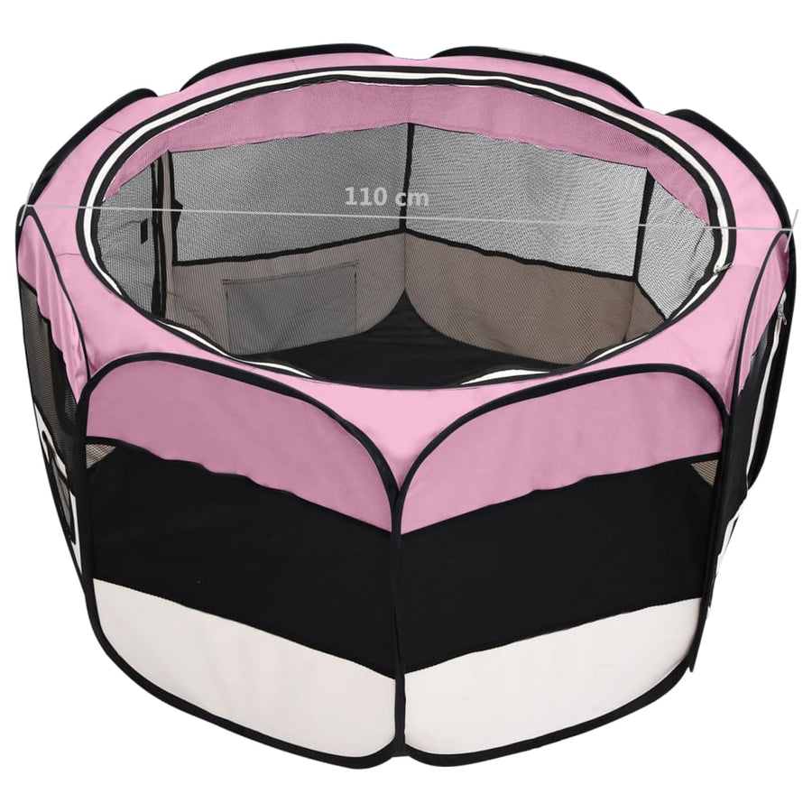 Hondenren inklapbaar met draagtas 110x110x58 cm roze 110 x 110 x 58 cm Roze