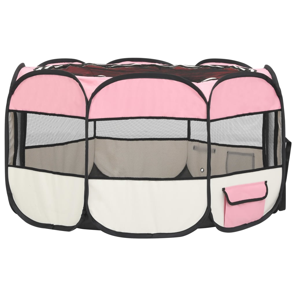 Hondenren inklapbaar met draagtas 110x110x58 cm roze 110 x 110 x 58 cm Roze