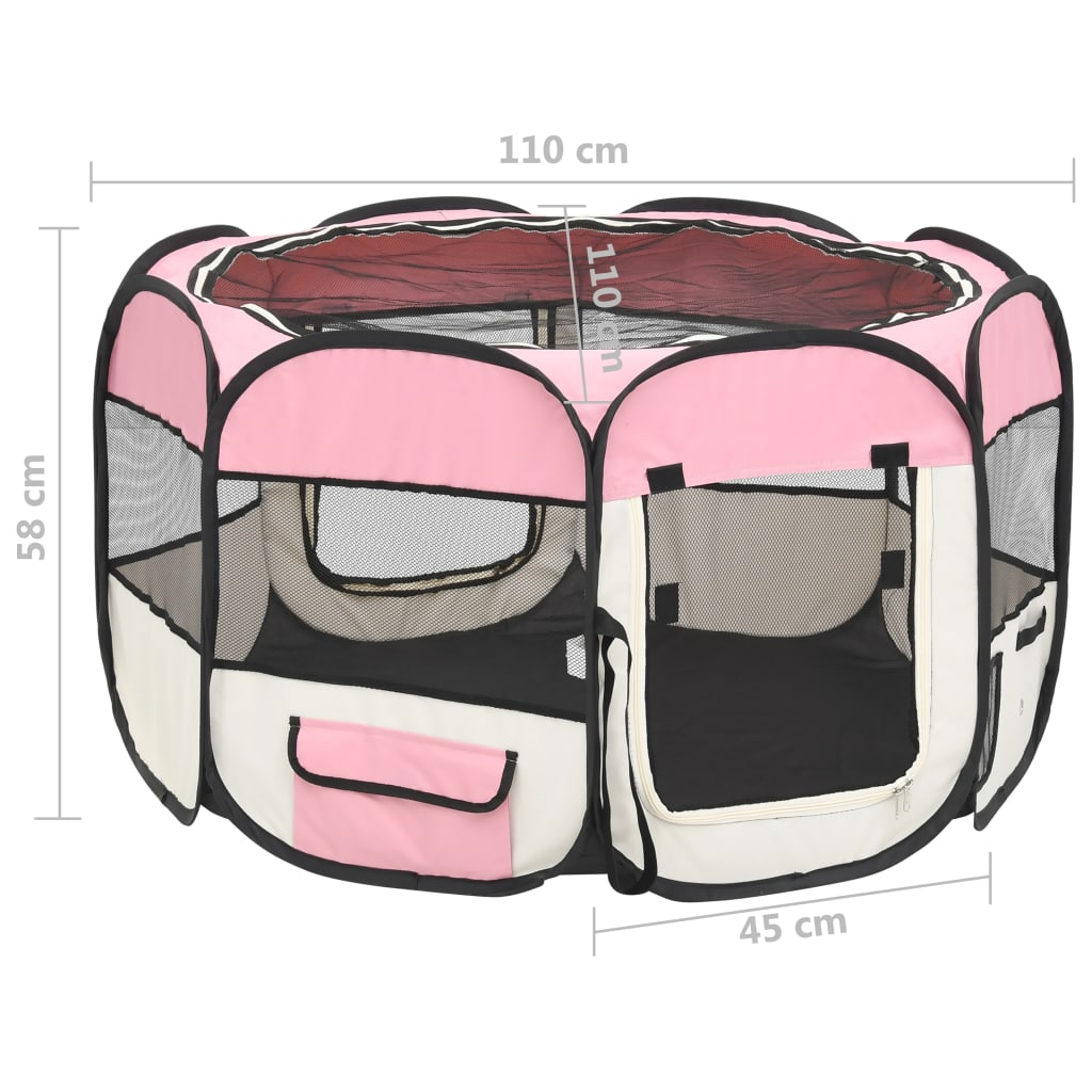 Hondenren inklapbaar met draagtas 110x110x58 cm roze 110 x 110 x 58 cm Roze