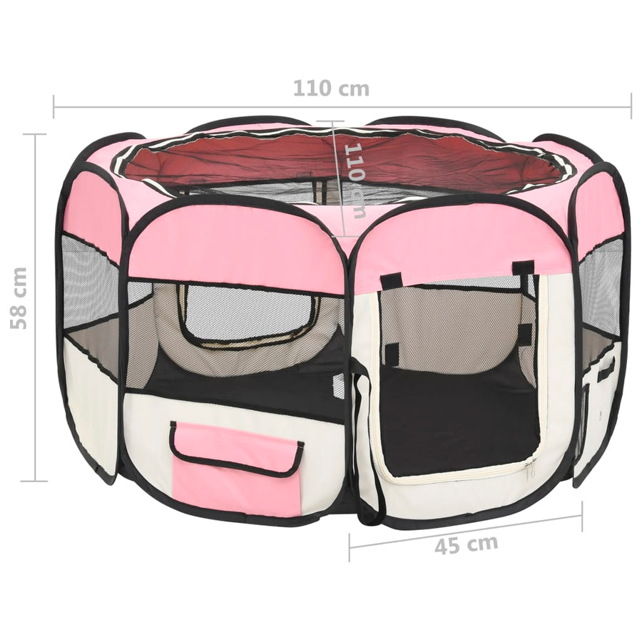 Hondenren inklapbaar met draagtas 110x110x58 cm roze 110 x 110 x 58 cm Roze