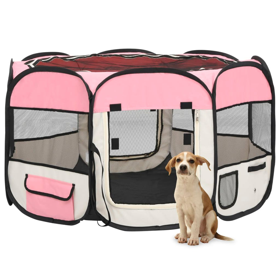 Hondenren inklapbaar met draagtas 110x110x58 cm roze 110 x 110 x 58 cm Roze