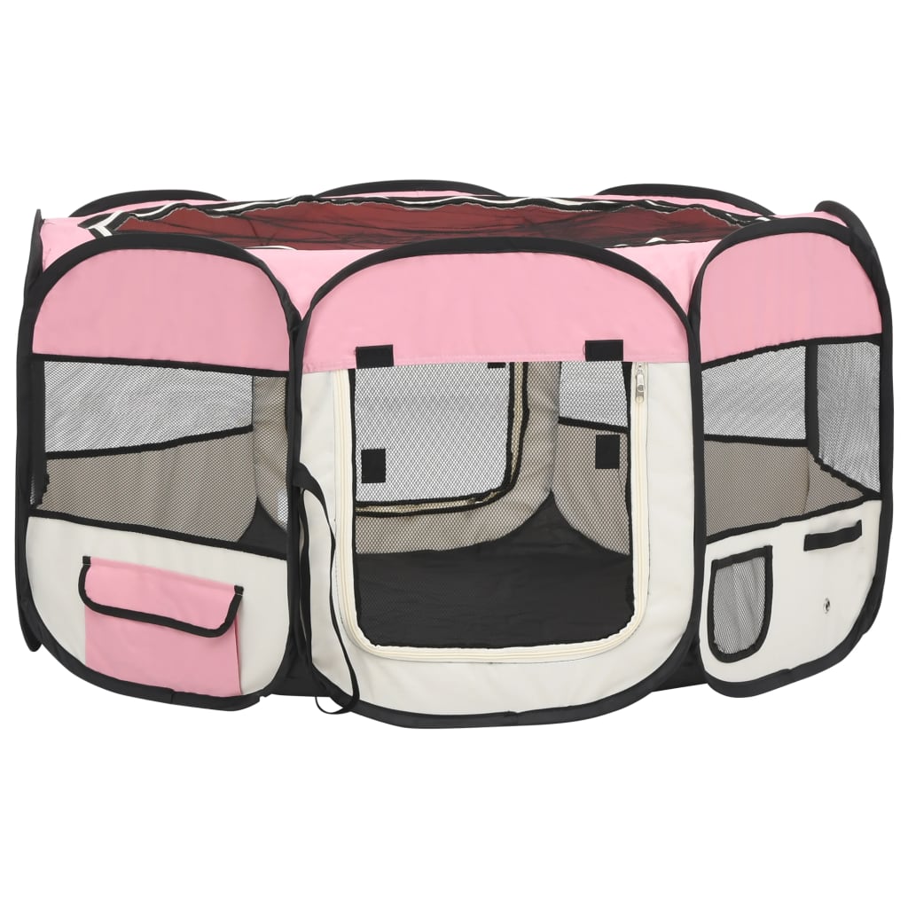 Hondenren inklapbaar met draagtas 125x125x61 cm roze 125 x 125 x 61 cm Roze