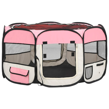 Hondenren inklapbaar met draagtas 125x125x61 cm roze 125 x 125 x 61 cm Roze