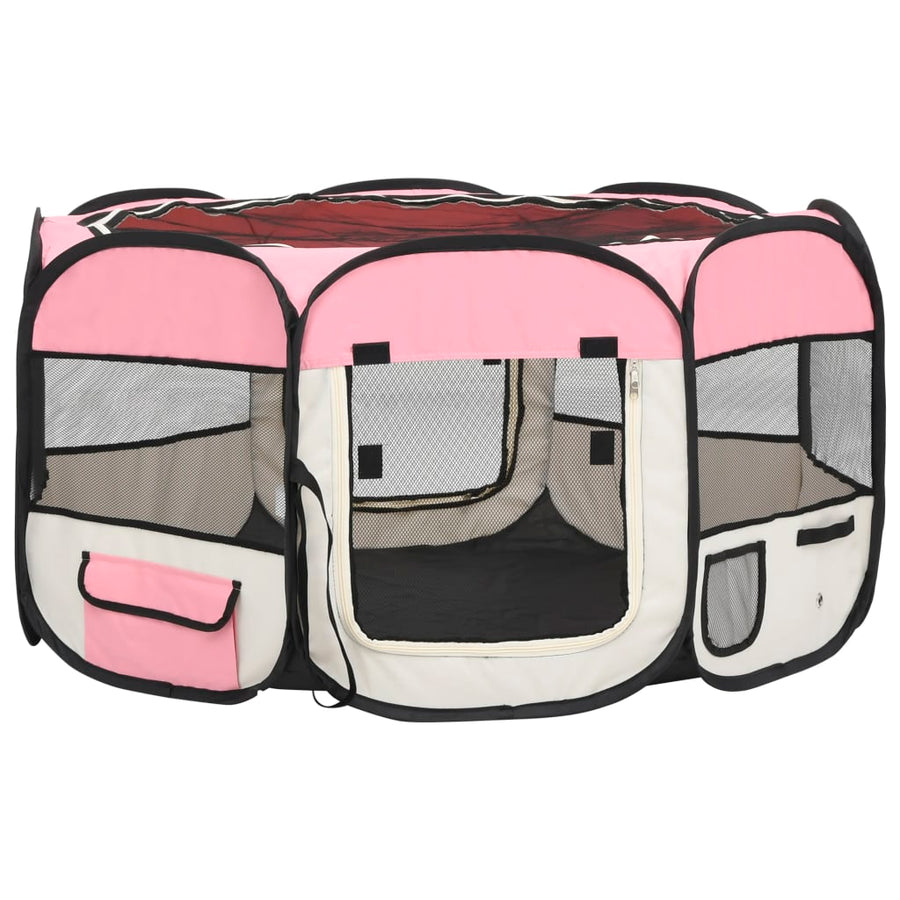 Hondenren inklapbaar met draagtas 125x125x61 cm roze 125 x 125 x 61 cm Roze