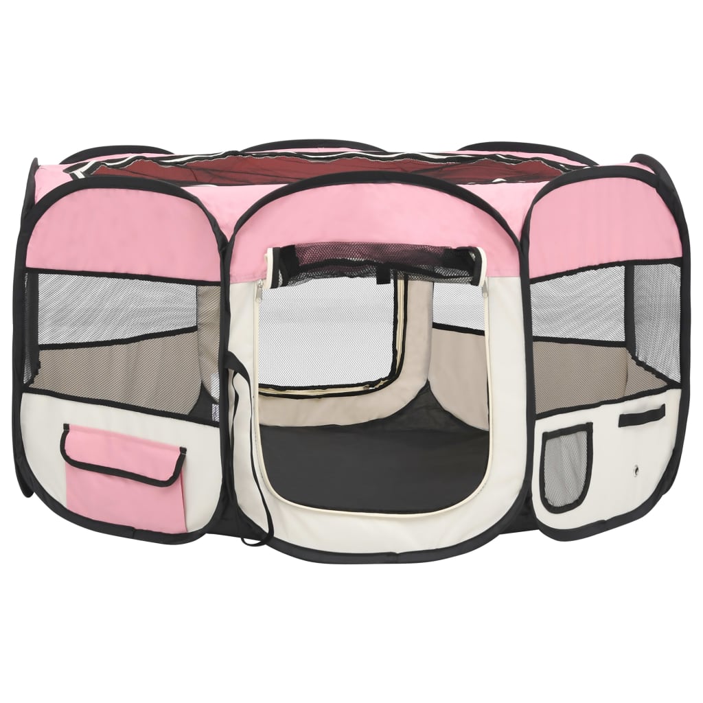 Hondenren inklapbaar met draagtas 125x125x61 cm roze 125 x 125 x 61 cm Roze