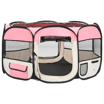 Hondenren inklapbaar met draagtas 125x125x61 cm roze 125 x 125 x 61 cm Roze