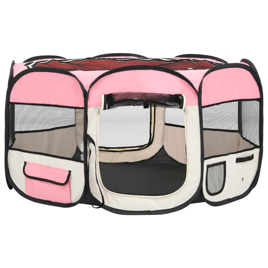 Hondenren inklapbaar met draagtas 125x125x61 cm roze 125 x 125 x 61 cm Roze