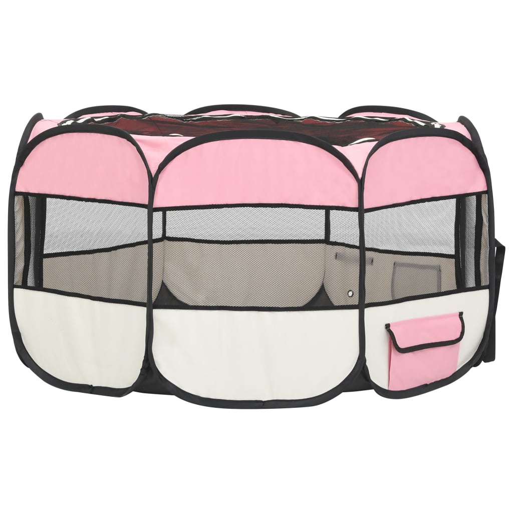 Hondenren inklapbaar met draagtas 125x125x61 cm roze 125 x 125 x 61 cm Roze