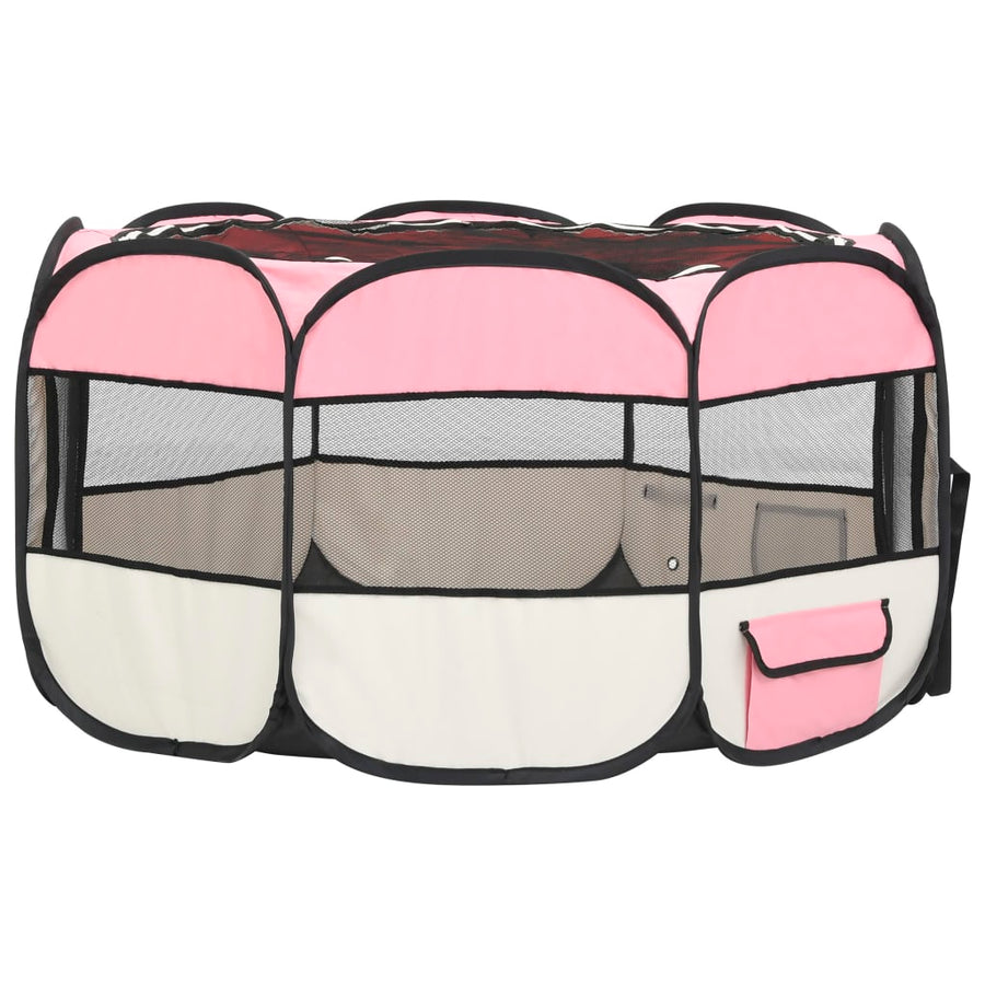 Hondenren inklapbaar met draagtas 125x125x61 cm roze 125 x 125 x 61 cm Roze