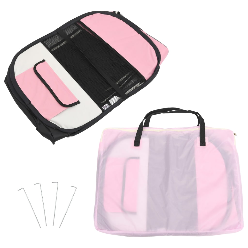 Hondenren inklapbaar met draagtas 125x125x61 cm roze 125 x 125 x 61 cm Roze