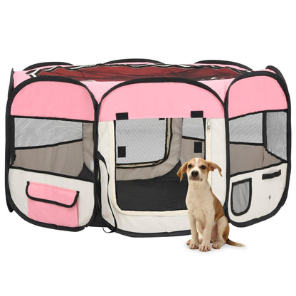 Hondenren inklapbaar met draagtas 125x125x61 cm roze 125 x 125 x 61 cm Roze