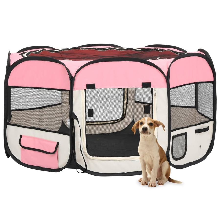 Hondenren inklapbaar met draagtas 125x125x61 cm roze 125 x 125 x 61 cm Roze