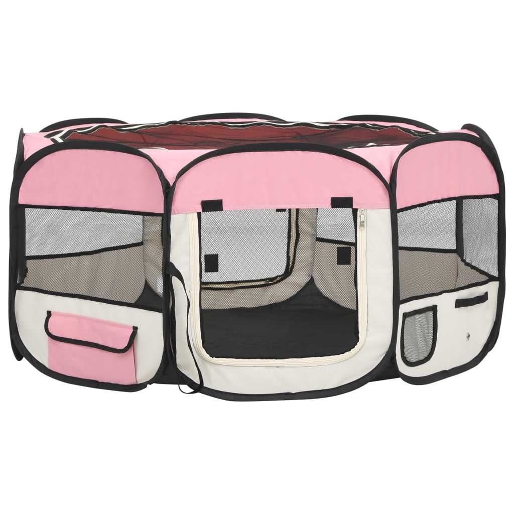 Hondenren inklapbaar met draagtas 145x145x61 cm roze 145 x 145 x 61 cm Roze