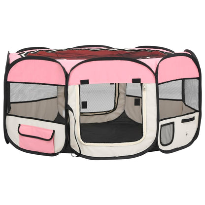 Hondenren inklapbaar met draagtas 145x145x61 cm roze 145 x 145 x 61 cm Roze