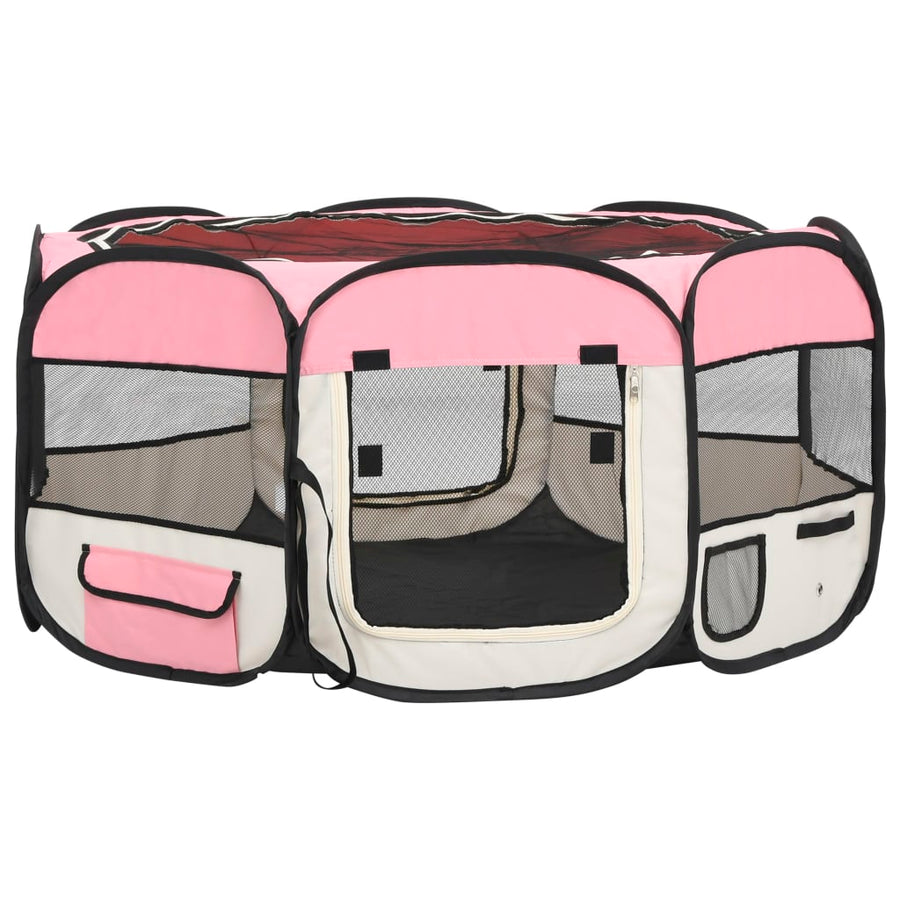 Hondenren inklapbaar met draagtas 145x145x61 cm roze 145 x 145 x 61 cm Roze