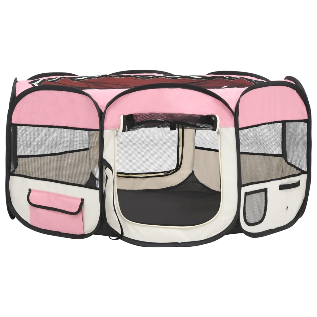 Hondenren inklapbaar met draagtas 145x145x61 cm roze 145 x 145 x 61 cm Roze