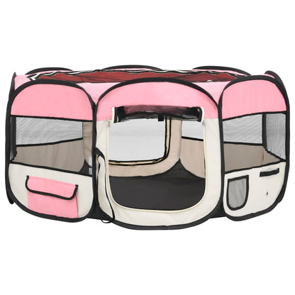 Hondenren inklapbaar met draagtas 145x145x61 cm roze 145 x 145 x 61 cm Roze