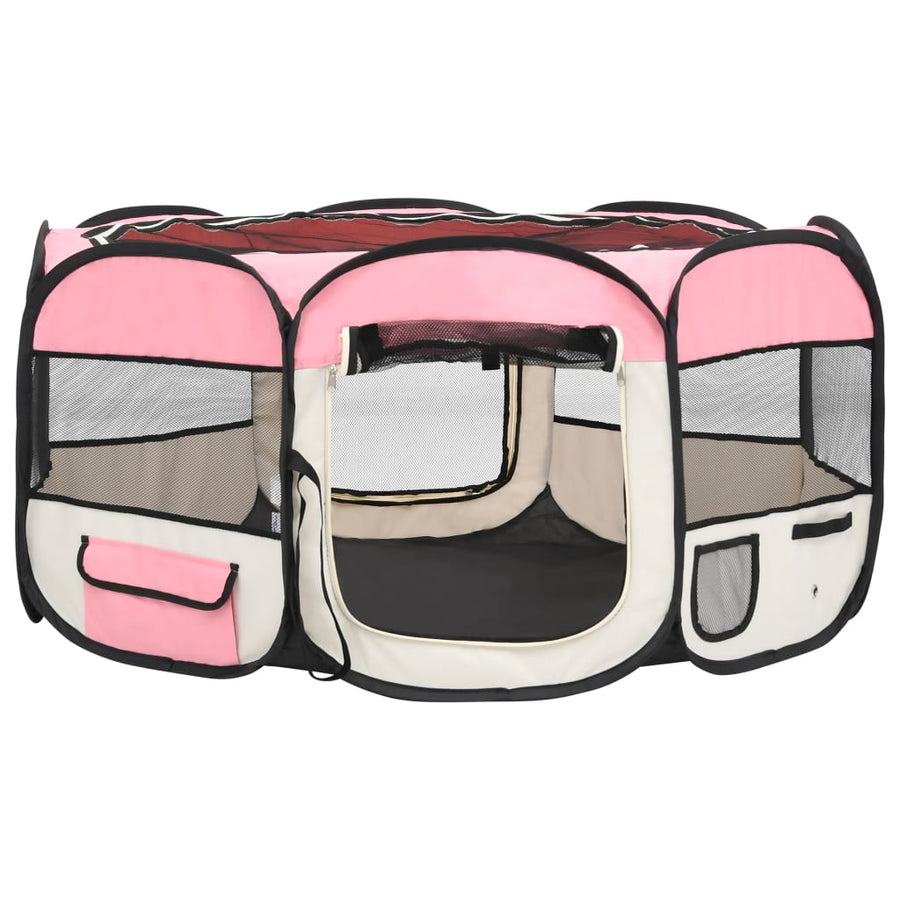 Hondenren inklapbaar met draagtas 145x145x61 cm roze 145 x 145 x 61 cm Roze