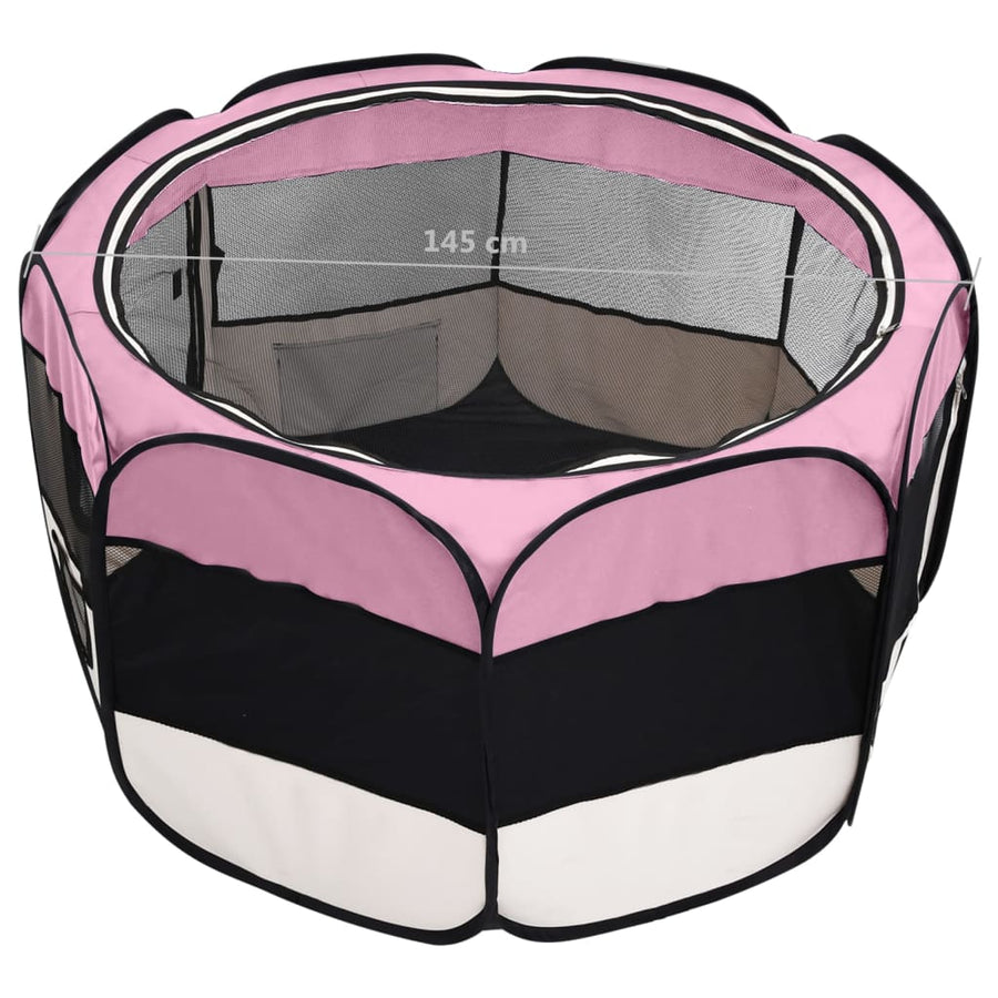 Hondenren inklapbaar met draagtas 145x145x61 cm roze 145 x 145 x 61 cm Roze