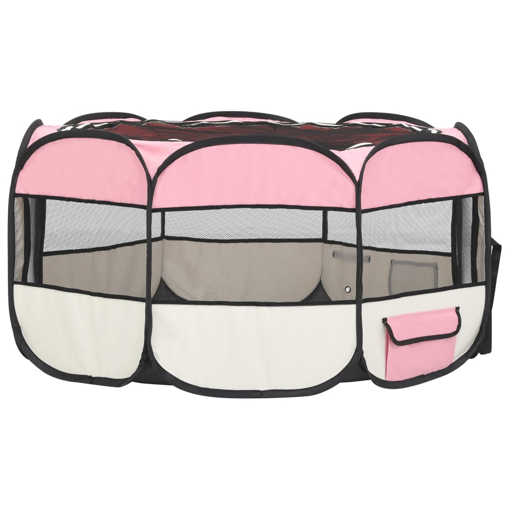 Hondenren inklapbaar met draagtas 145x145x61 cm roze 145 x 145 x 61 cm Roze