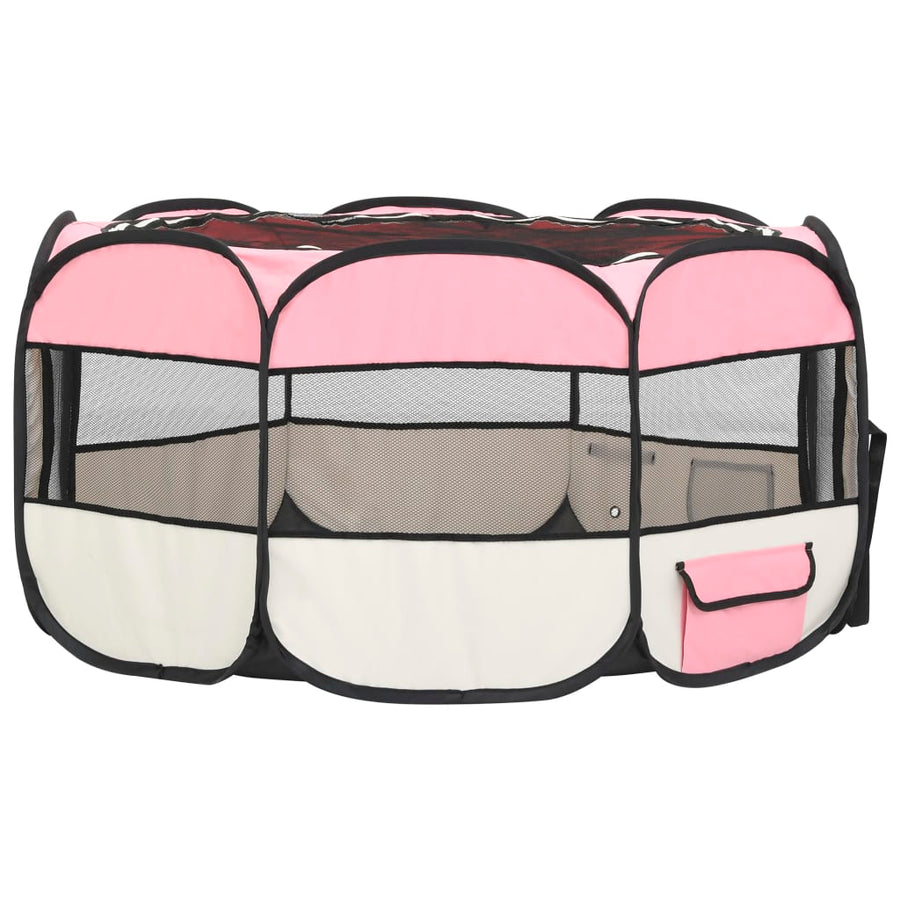 Hondenren inklapbaar met draagtas 145x145x61 cm roze 145 x 145 x 61 cm Roze