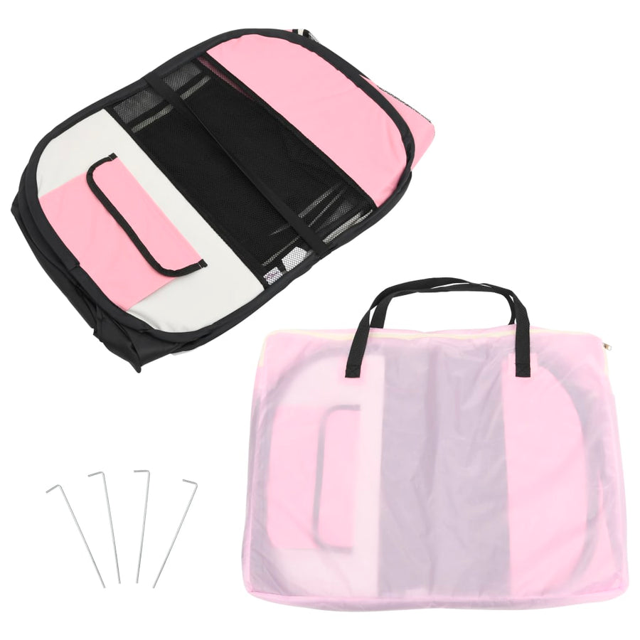 Hondenren inklapbaar met draagtas 145x145x61 cm roze 145 x 145 x 61 cm Roze
