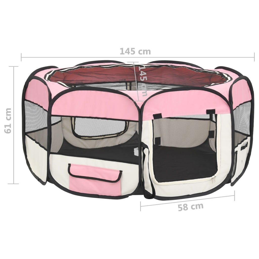 Hondenren inklapbaar met draagtas 145x145x61 cm roze 145 x 145 x 61 cm Roze