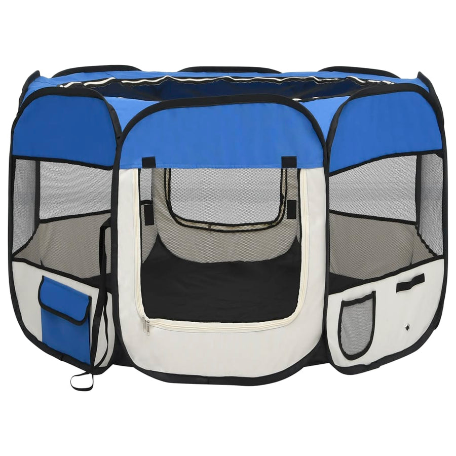 Hondenren inklapbaar met draagtas 90x90x58 cm blauw 90 x 90 x 58 cm Blauw