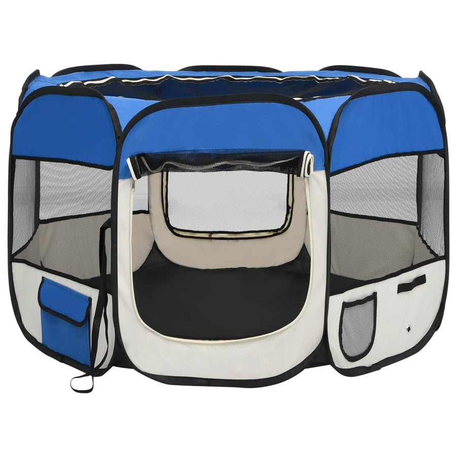 Hondenren inklapbaar met draagtas 90x90x58 cm blauw 90 x 90 x 58 cm Blauw
