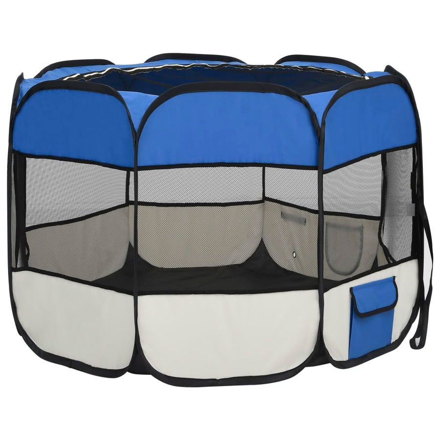 Hondenren inklapbaar met draagtas 90x90x58 cm blauw 90 x 90 x 58 cm Blauw