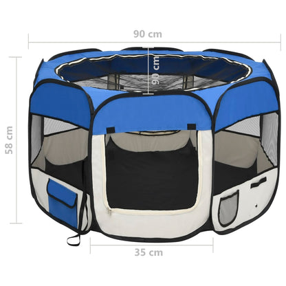 Hondenren inklapbaar met draagtas 90x90x58 cm blauw 90 x 90 x 58 cm Blauw