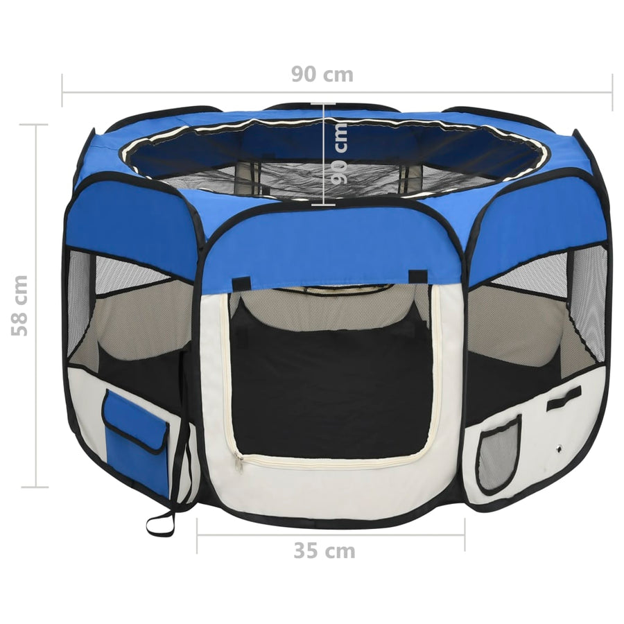 Hondenren inklapbaar met draagtas 90x90x58 cm blauw 90 x 90 x 58 cm Blauw