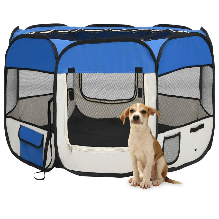 Hondenren inklapbaar met draagtas 90x90x58 cm blauw 90 x 90 x 58 cm Blauw