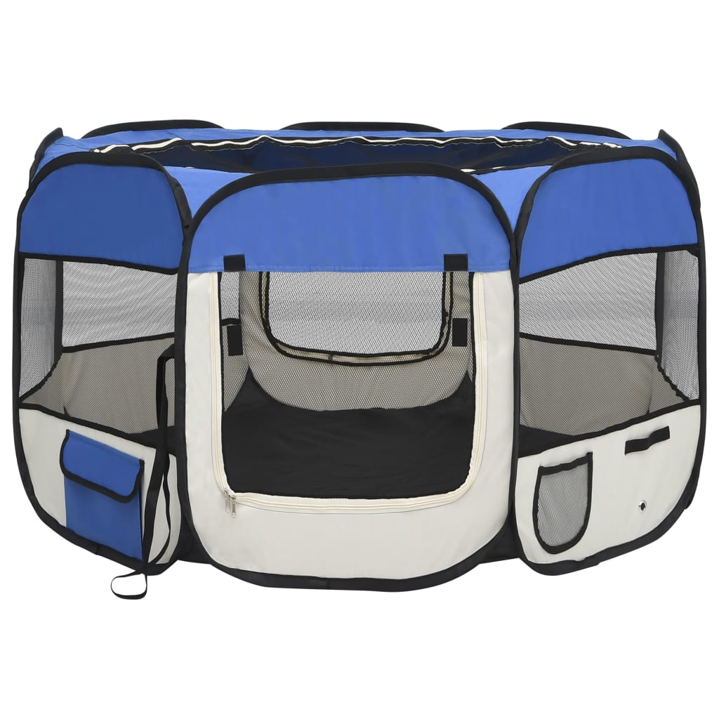 Hondenren inklapbaar met draagtas 110x110x58 cm blauw 110 x 110 x 58 cm Blauw