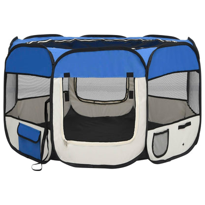Hondenren inklapbaar met draagtas 110x110x58 cm blauw 110 x 110 x 58 cm Blauw