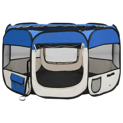 Hondenren inklapbaar met draagtas 110x110x58 cm blauw 110 x 110 x 58 cm Blauw