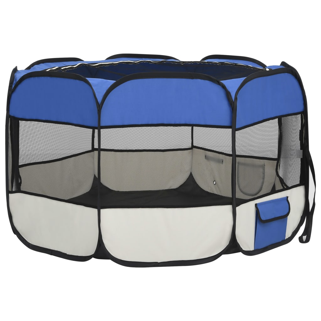 Hondenren inklapbaar met draagtas 110x110x58 cm blauw 110 x 110 x 58 cm Blauw