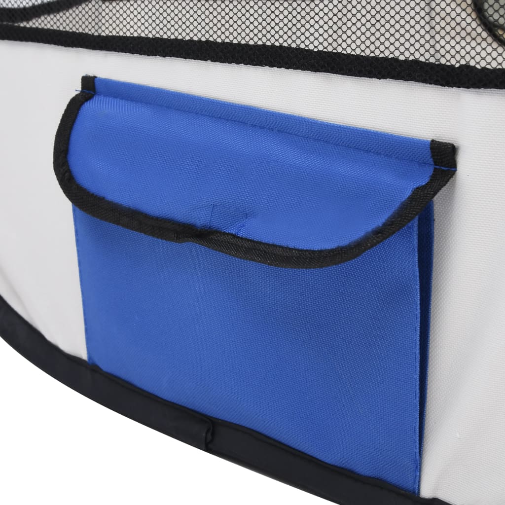 Hondenren inklapbaar met draagtas 125x125x61 cm blauw 125 x 125 x 61 cm Blauw