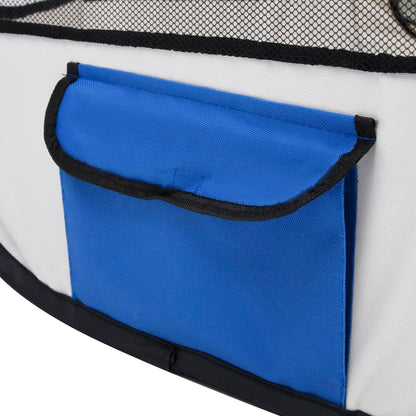 Hondenren inklapbaar met draagtas 125x125x61 cm blauw 125 x 125 x 61 cm Blauw