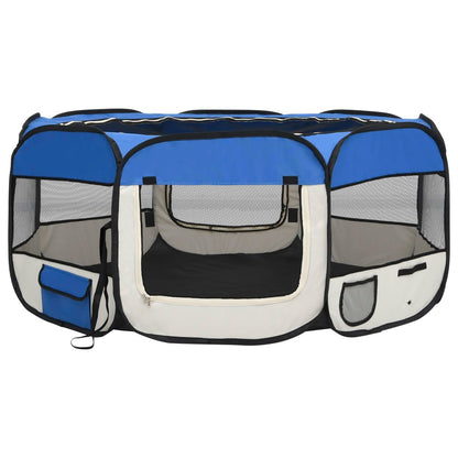 Hondenren inklapbaar met draagtas 145x145x61 cm blauw 145 x 145 x 61 cm Blauw